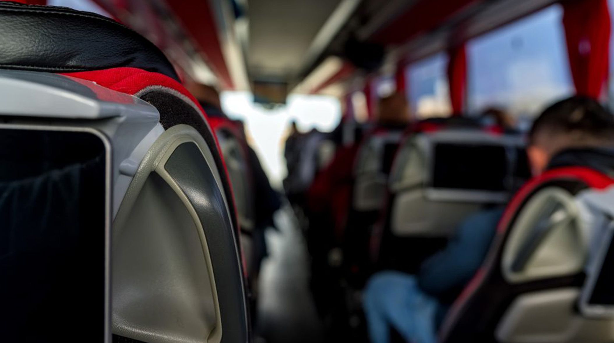 inside view of a Brown Coach bus