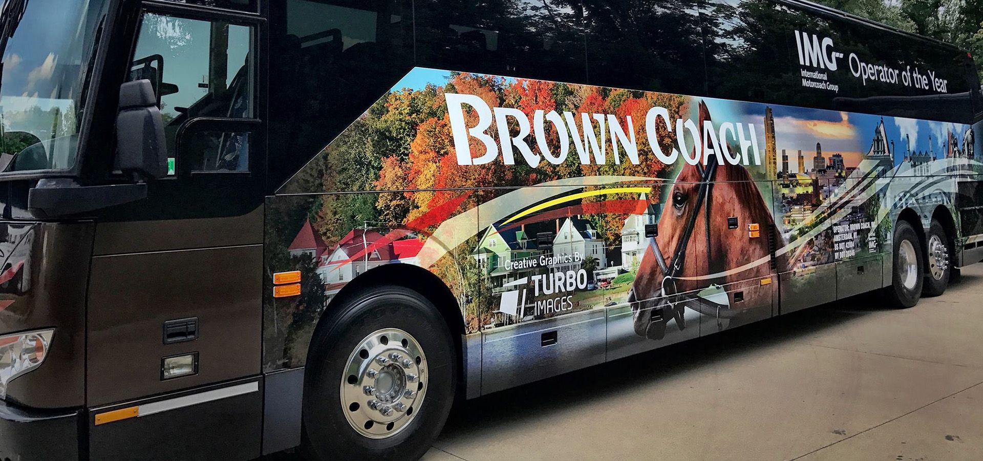 Brown Coach bus